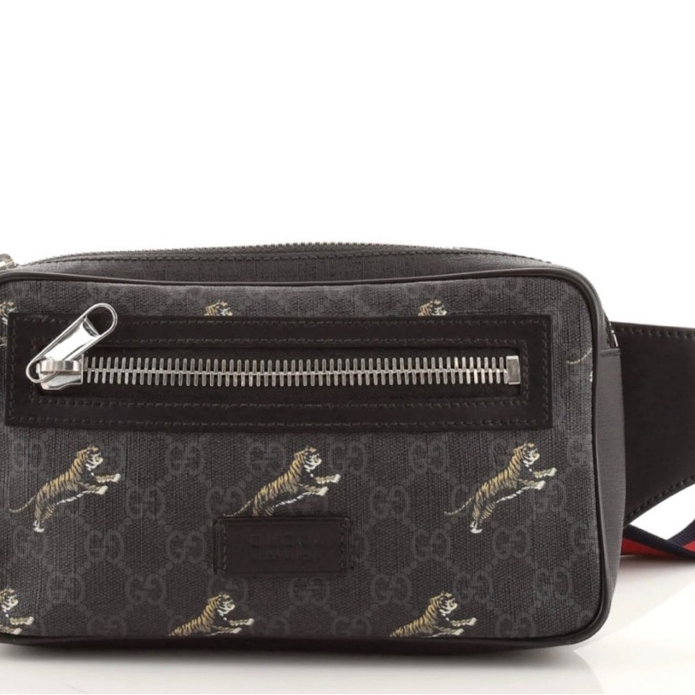 Gucci Black and Gray Bestiary Tiger Print Belt Bag/Crossbody - Picture 5 of 13